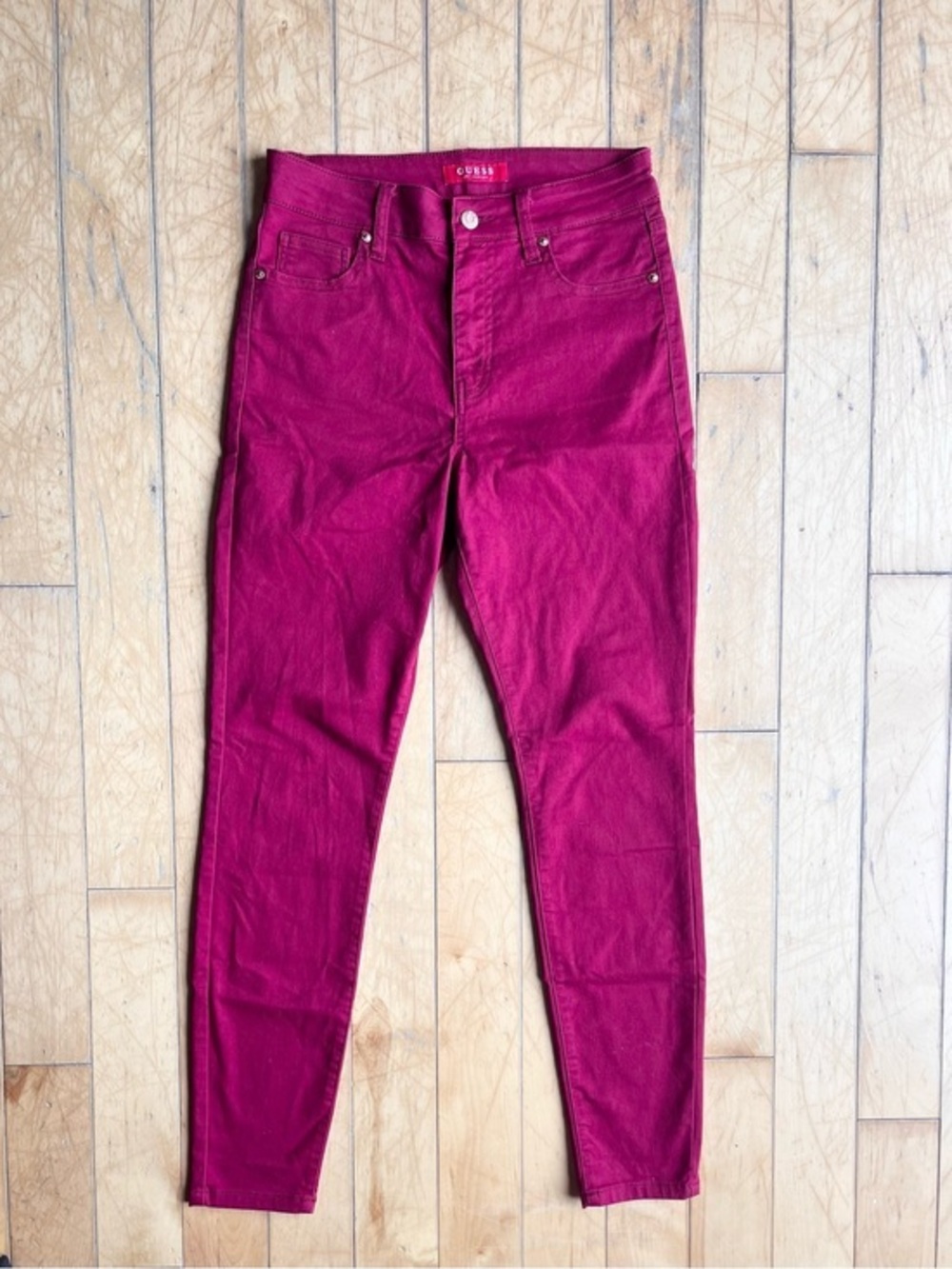 GUESS Burgundy/Red Skinny Stretch Modern Slim Fit Pants Size Small